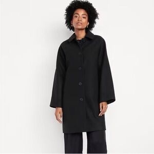 Old Navy Black Relaxed Button Front Mac Coat Size XS NWT